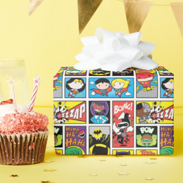 Papier Cadeau Motif de compilation de la Ligue de justice de Chi (Fête d'anniversaire)