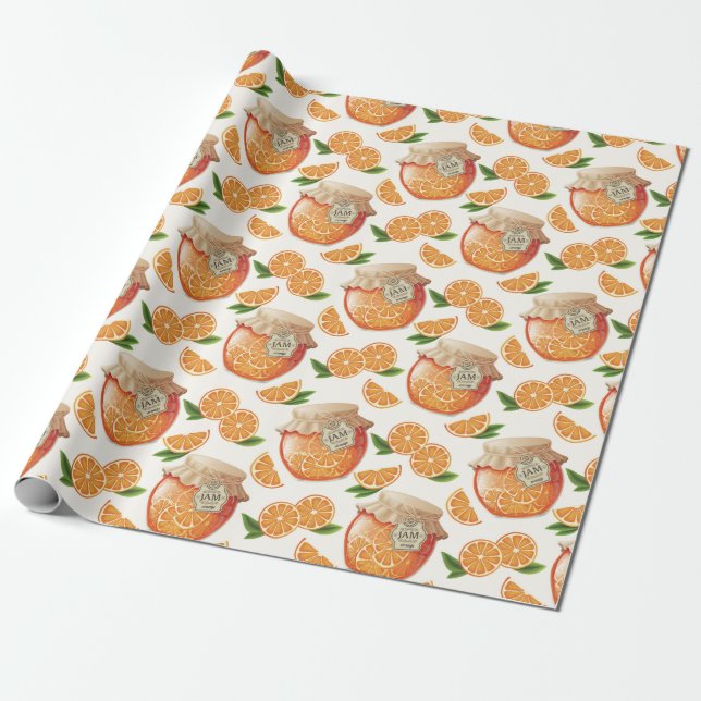 Papier Cadeau Motif de confiture orange (Déroulé)