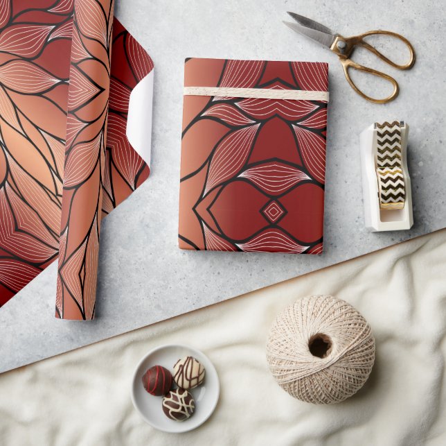 Papier Cadeau Motif de congé de bronze de cuivre rustique (Artisanat)