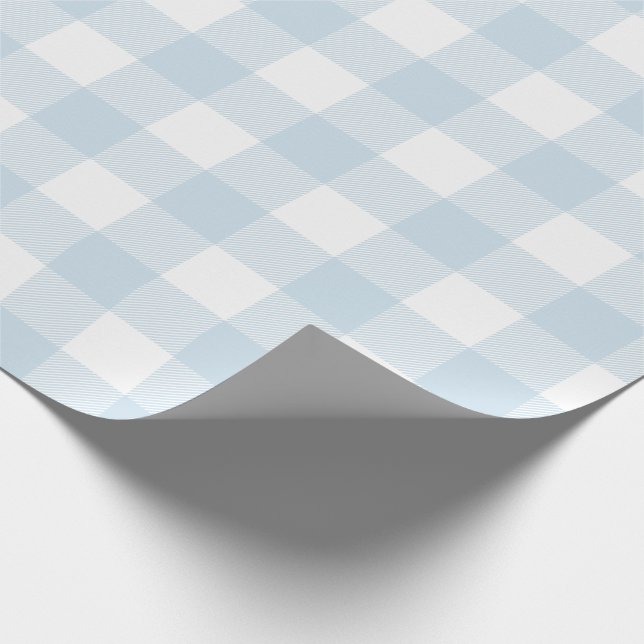 Papier Cadeau Motif de contrôle du bison bleu clair (Coin)