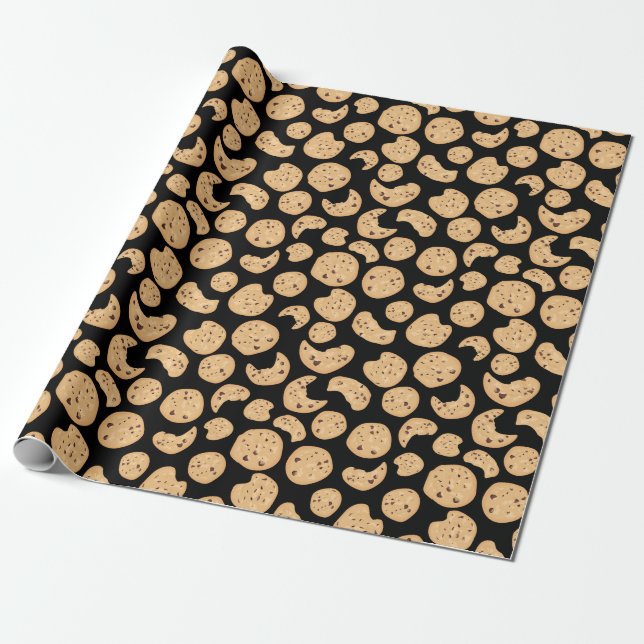 Papier Cadeau Motif de cookies à puces de chocolat (Déroulé)