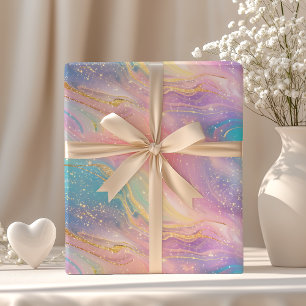 Papier Cadeau Motif de couleur pailleté pastel abstrait chic