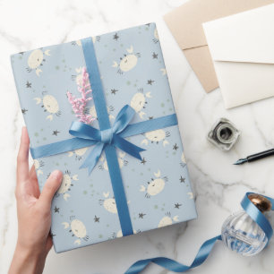 Papier Cadeau Motif de crabe mignon, vie marine côtière sur fond