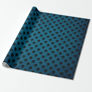 Papier Cadeau Motif de crâne noir et bleu