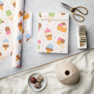 Papier Cadeau Motif de crème glacée, cône de crème glacée, Popsi