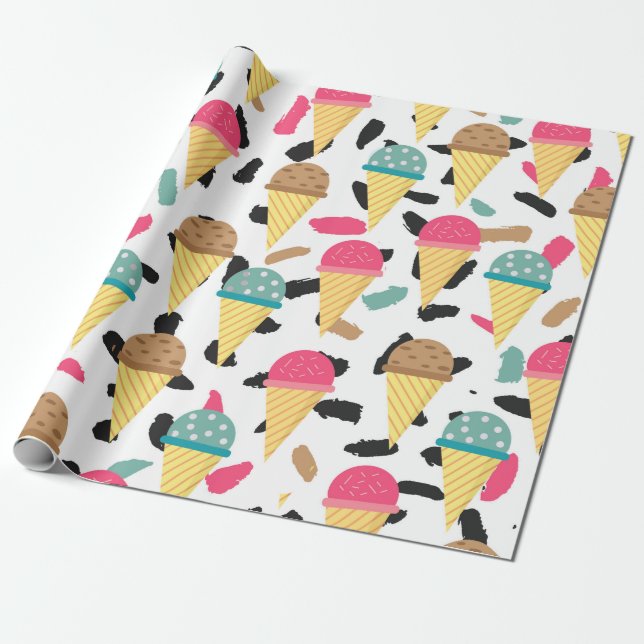 Papier Cadeau Motif de crème glacée mignonne (Déroulé)