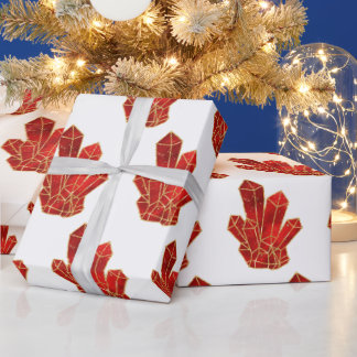 Papier Cadeau Motif de cristaux rouges
