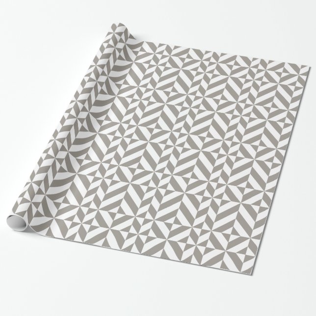 Papier Cadeau Motif de cube géométrique gris argenté (Déroulé)