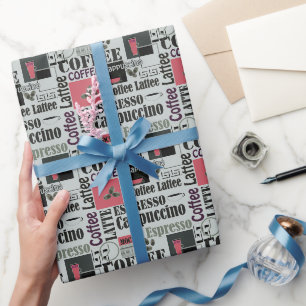 Papier Cadeau motif de cuisine rétro pour latte espresso