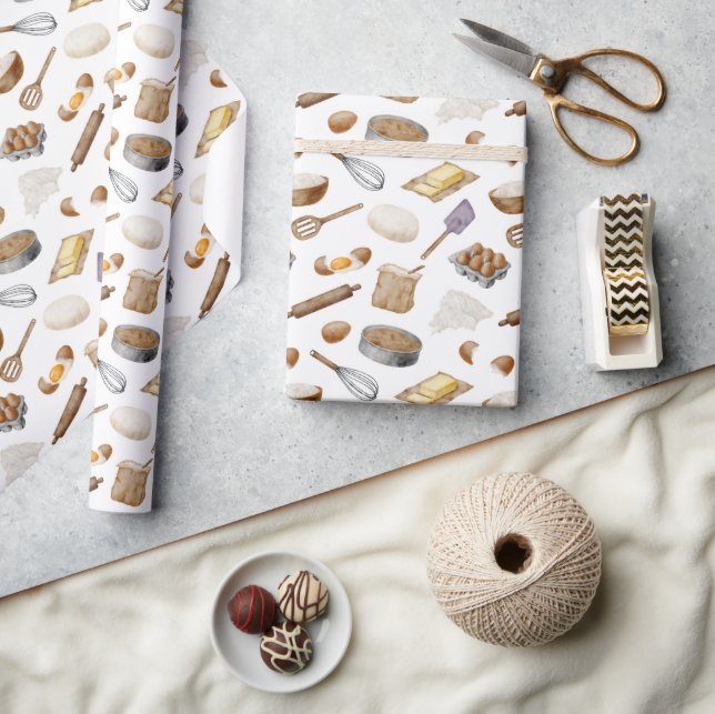 Papier Cadeau Motif de cuisson aquarelle (Artisanat)
