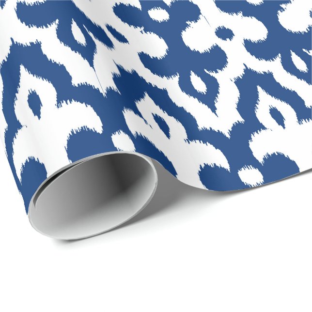 Papier Cadeau Motif de damassé d'Ikat de Marocain, bleu de (Coin rond)