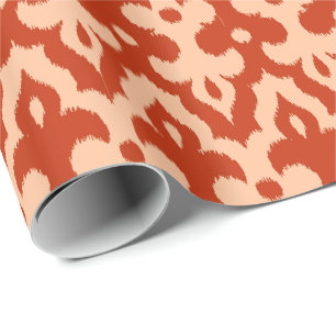 Papier Cadeau Motif de damassé d'Ikat de Marocain, mandarine