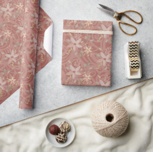 Papier Cadeau Motif de dentelle à l'aquarelle en terre cuite dou