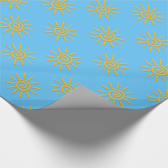 Papier Cadeau motif de dessin 3D Jaune Sun (Coin)