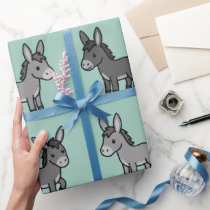 Papier Cadeau Motif de dessin animé d'âne mignon