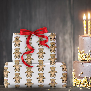 Papier Cadeau Motif de dessin d'ours en peluche mignon pour enfa