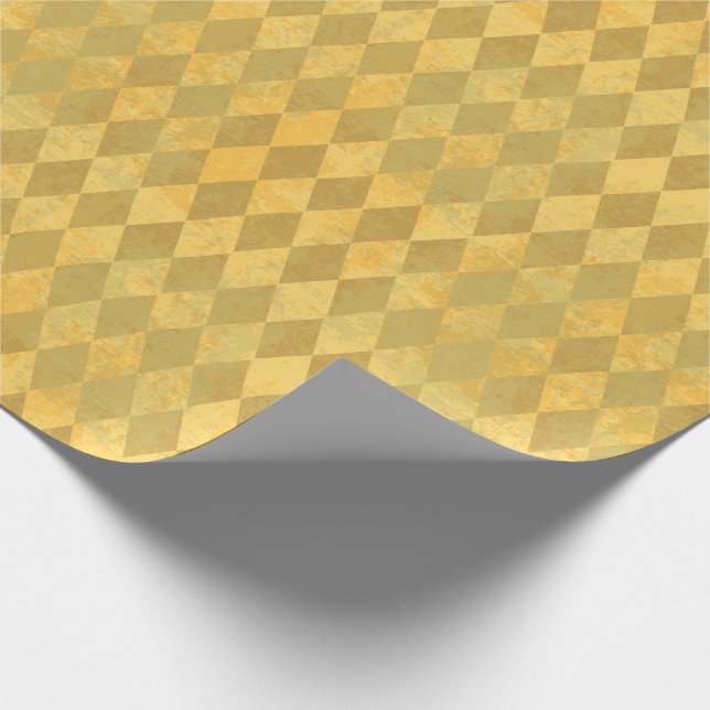 Papier Cadeau Motif de diamant de harlequin de couleur d'or (Coin)