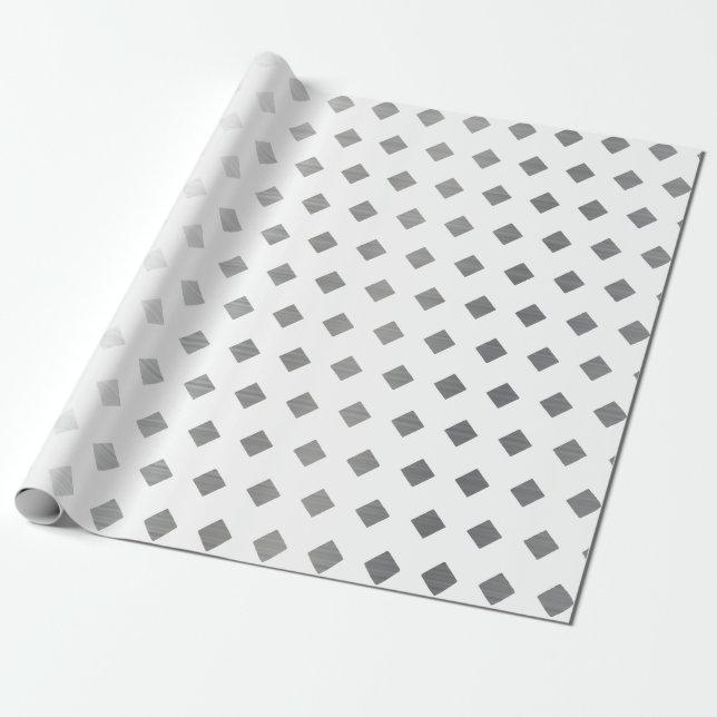 Papier Cadeau Motif de diamants blanc gris argenté décoratif (Déroulé)