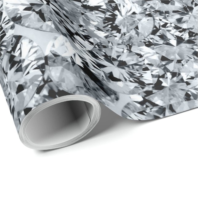 Papier Cadeau Motif de diamants blancs étincelants (Coin rond)