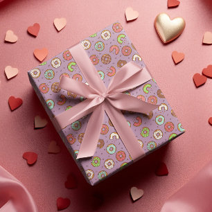 Papier Cadeau Motif de donut   Violet