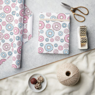 Papier Cadeau Motif De Donuts, Donuts Roses, Donuts Bleus