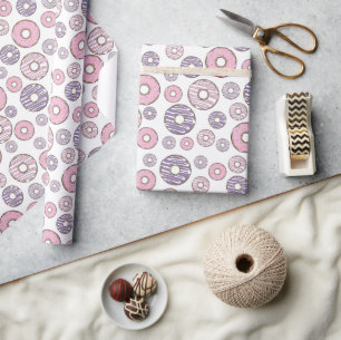 Papier Cadeau Motif De Donuts, Donuts Roses, Donuts Violets