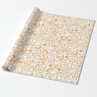 Papier Cadeau Motif de doodle orange brûlé