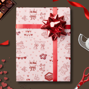 Papier Cadeau Motif de doodle pour la fête de Galentine