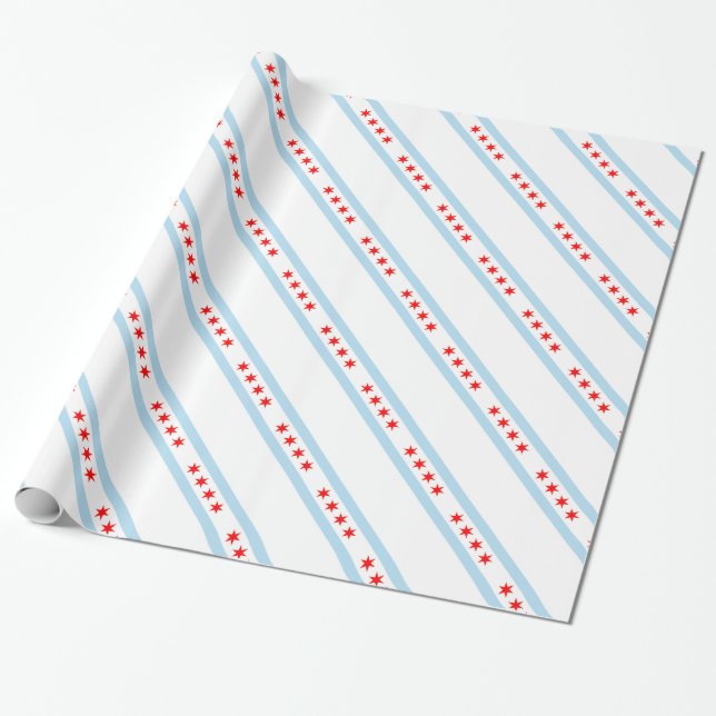 Papier Cadeau Motif de drapeau de Chicago (Déroulé)