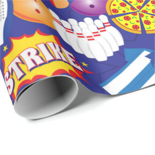 Papier Cadeau Motif de fête d'anniversaire au Bowling coloré à d