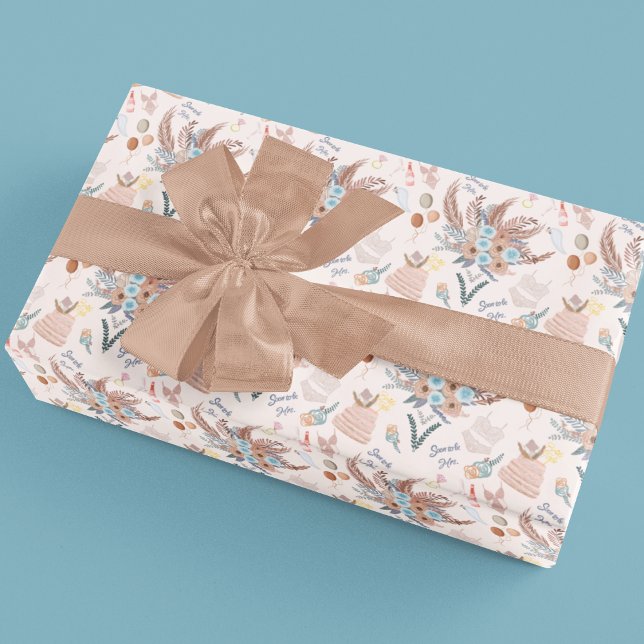 Papier Cadeau Motif de Fête des mariées Boho (Créateur téléchargé)
