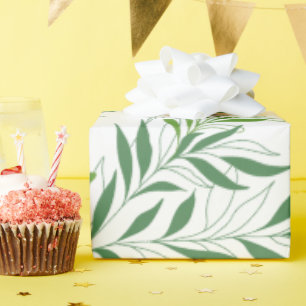Papier Cadeau Motif de feuillage verdoyant Élégant vert et blanc
