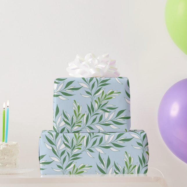 Papier Cadeau Motif de feuillage verdure Élégant Vert Bleu clair (Cadeaux de fête)
