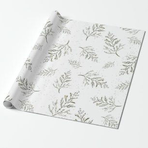 Papier Cadeau Motif de feuillage vert d'hiver