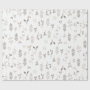 Papier Cadeau Motif de feuille botanique minimaliste boho beige