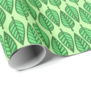 Papier Cadeau Motif de feuille de hêtre - Tons vert citron