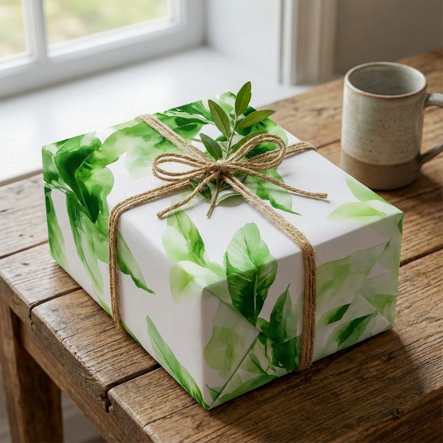 Papier Cadeau Motif de feuille de jungle luxuriante (Lush vibrant Jungle Leaf Pattern Wrapping Paper.)