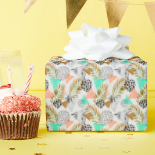 Papier Cadeau Motif de feuille géométrique Tropical Abstrait