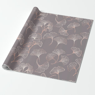 Papier Cadeau Motif de feuille rose Art Déco