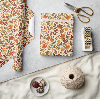 Papier Cadeau Motif de feuilles d'automne