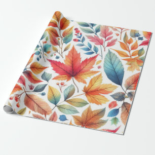 Papier Cadeau Motif de feuilles d'automne colorées