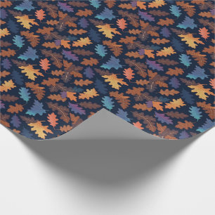 Papier Cadeau Motif de feuilles d'automne qui tombent Nature mot
