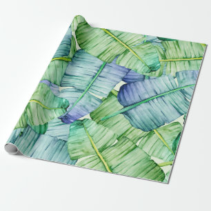 Papier Cadeau Motif de feuilles de bananier tropicales
