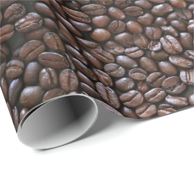 PAPIER CADEAU MOTIF DE FÈVES DE CAFÉ (Coin rond)