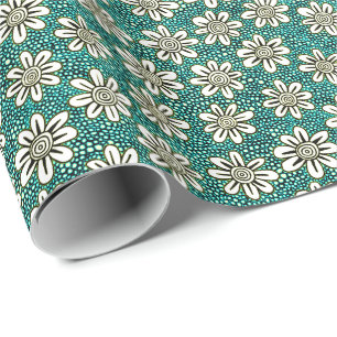 Papier Cadeau Motif de fleur dessiné à la main 140617 - Couleurs
