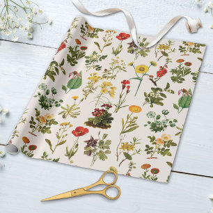 Papier Cadeau Motif de fleur sauvage vintage