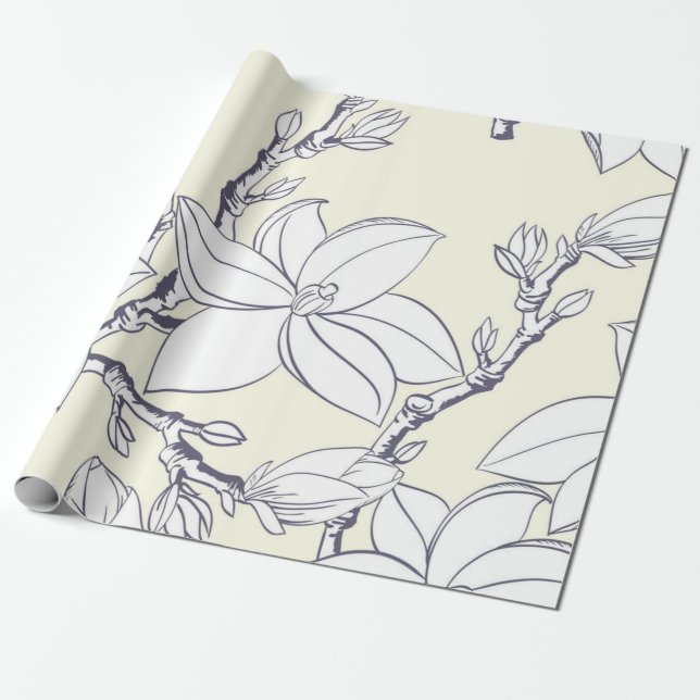 Papier Cadeau Motif de fleurs (Déroulé)