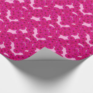 Papier Cadeau Motif de fleurs Art Déco - magenta sur rose