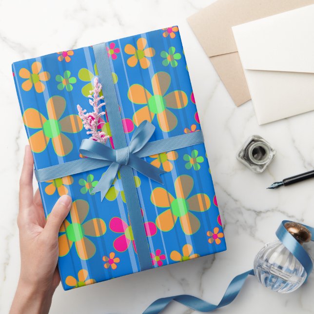 Papier Cadeau Motif de fleurs colorées (Cadeaux)