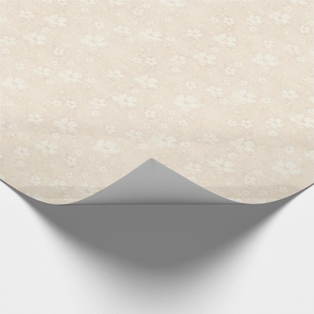 Papier Cadeau Motif de fleurs crème romantique (Coin)